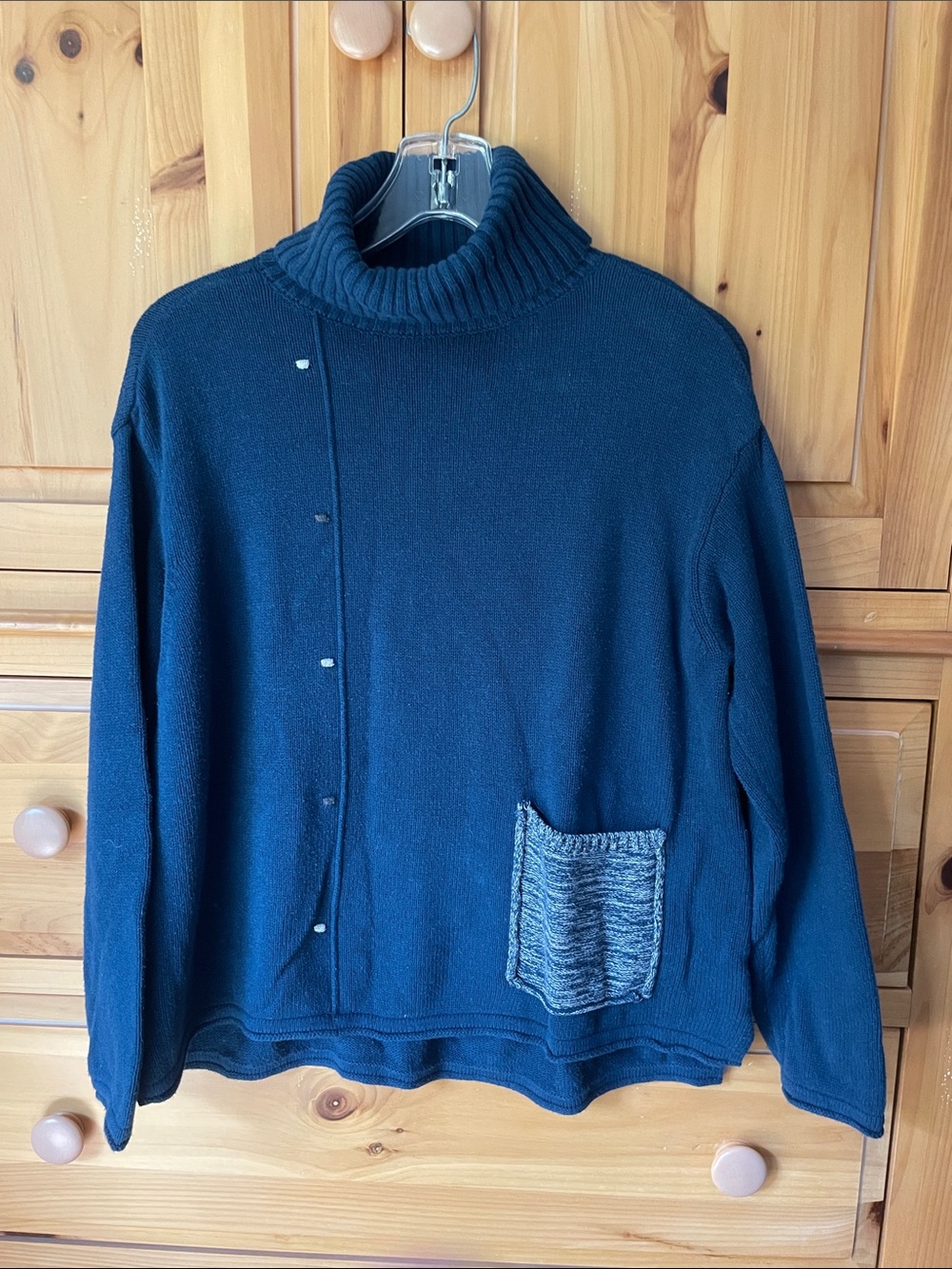 Habitat Navy Turtleneck Sweater with Contrast Pocket and cute details
